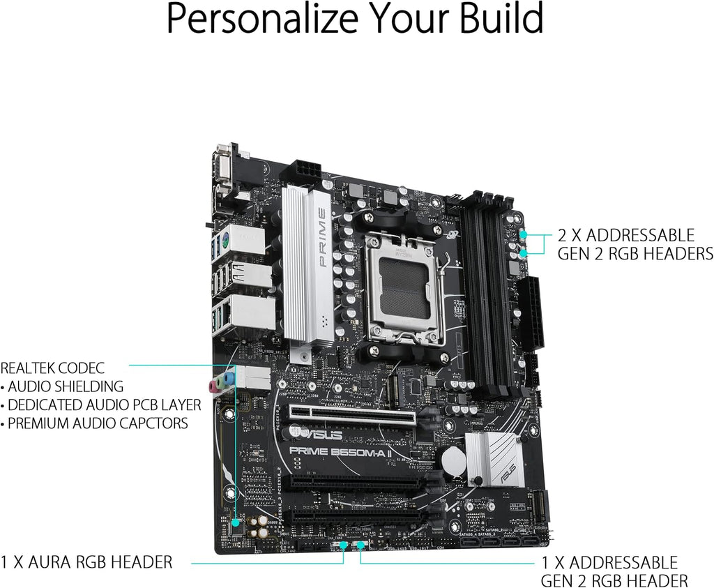 Asus TUF Gaming B450-Plus II moderkortsbas AM4 (ATX, AMD Ryzen, DDR4-minne, M.2, USB 3.1 Gen1+ Gen2, Aura Sync, Ai brusreducerande mikrofon)