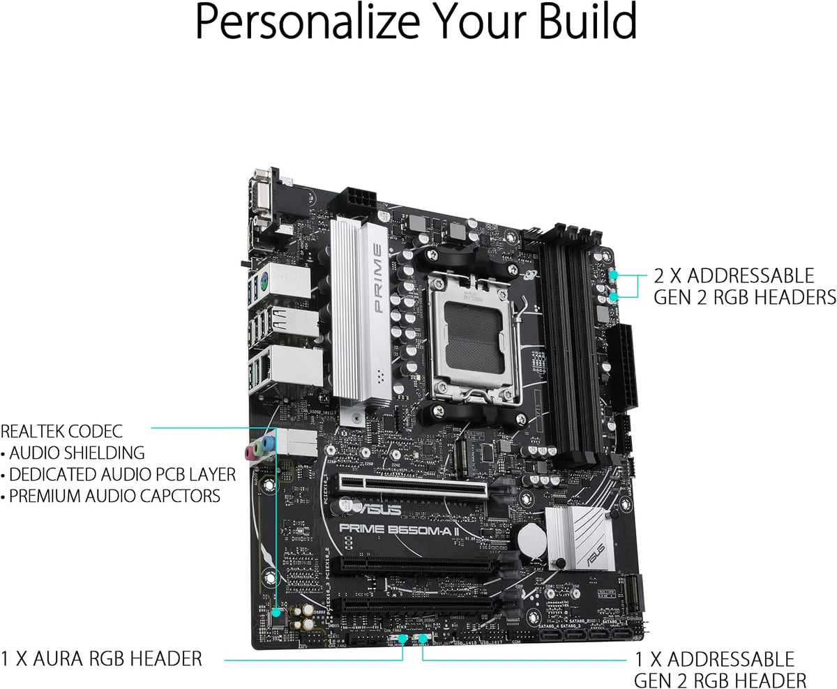 Asus TUF Gaming B450-Plus II moderkortsbas AM4 (ATX, AMD Ryzen, DDR4-minne, M.2, USB 3.1 Gen1+ Gen2, Aura Sync, Ai brusreducerande mikrofon)