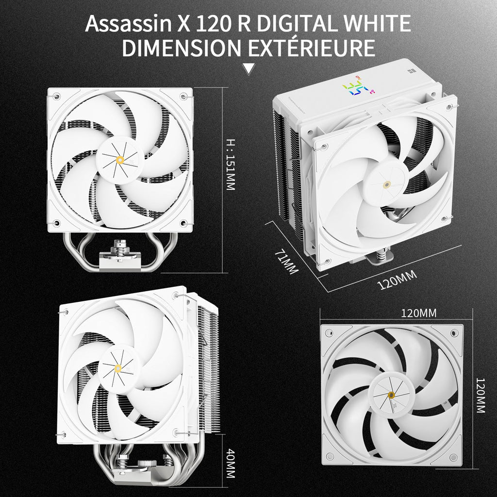 TR Assassin X 120R Digital ARGB kylare för digital skärm, TL-P12-S PWM luftkylare, tyst, stöder AM4/AM5, Intel LGA1851/1700/115X/1200