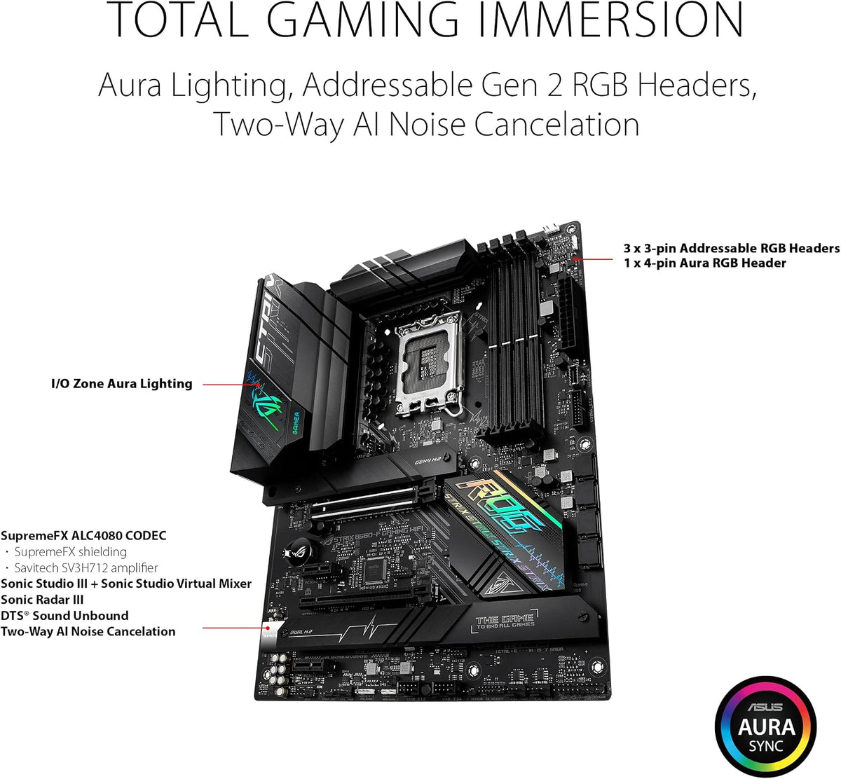 ASUS ROG Strix B760-I Gaming WiFi - Intel B760 LGA 1700 Mini ITX moderkort (DDR5, 8 + 1 DrMOS, PCIe 5.0, 2 x PCIe 4.0 M.2, wifi 6E, 2.5G Ethernet, USB 3.2 Gen 2 x 2 Type-C, Aura Sync RGB)