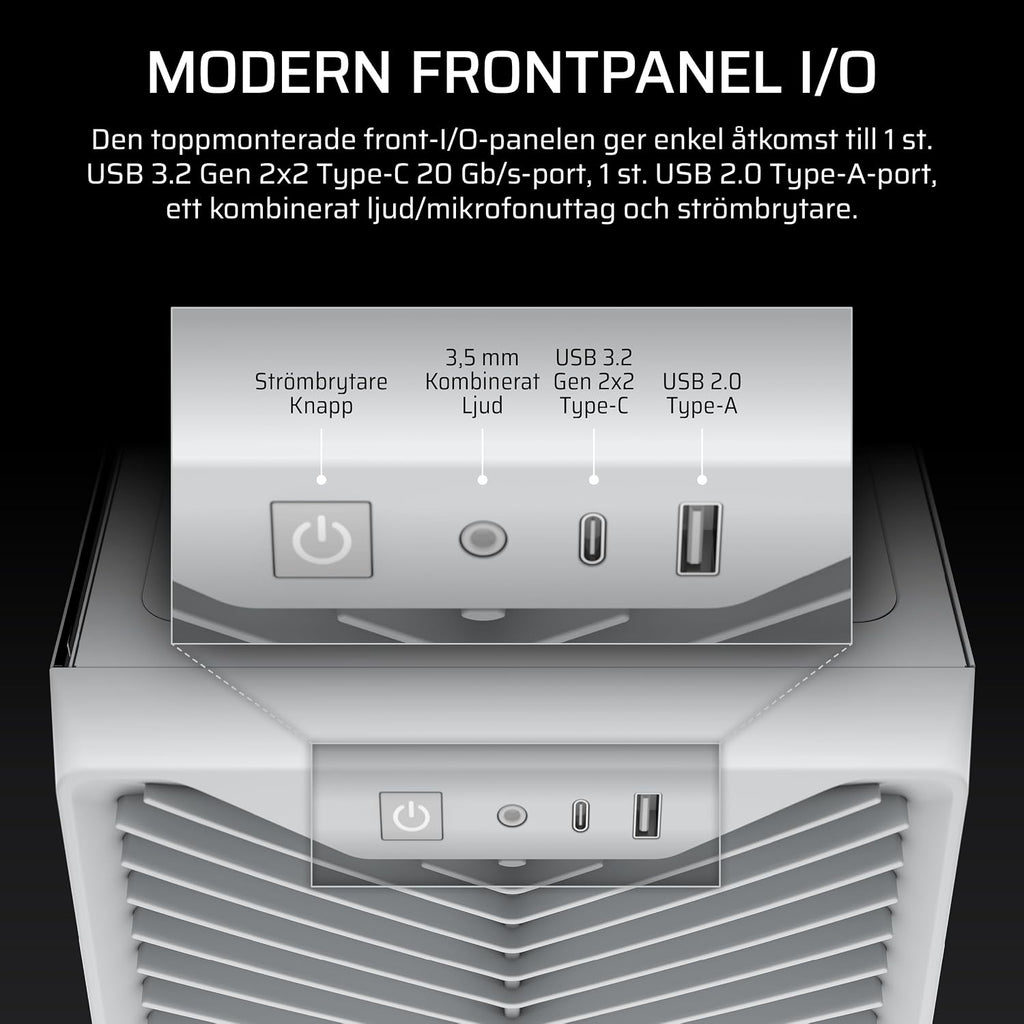 CORSAIR 3200D RS Mid Tower PC-Chassi – 3x RS120 PWM Fläktar Ingår – Svart