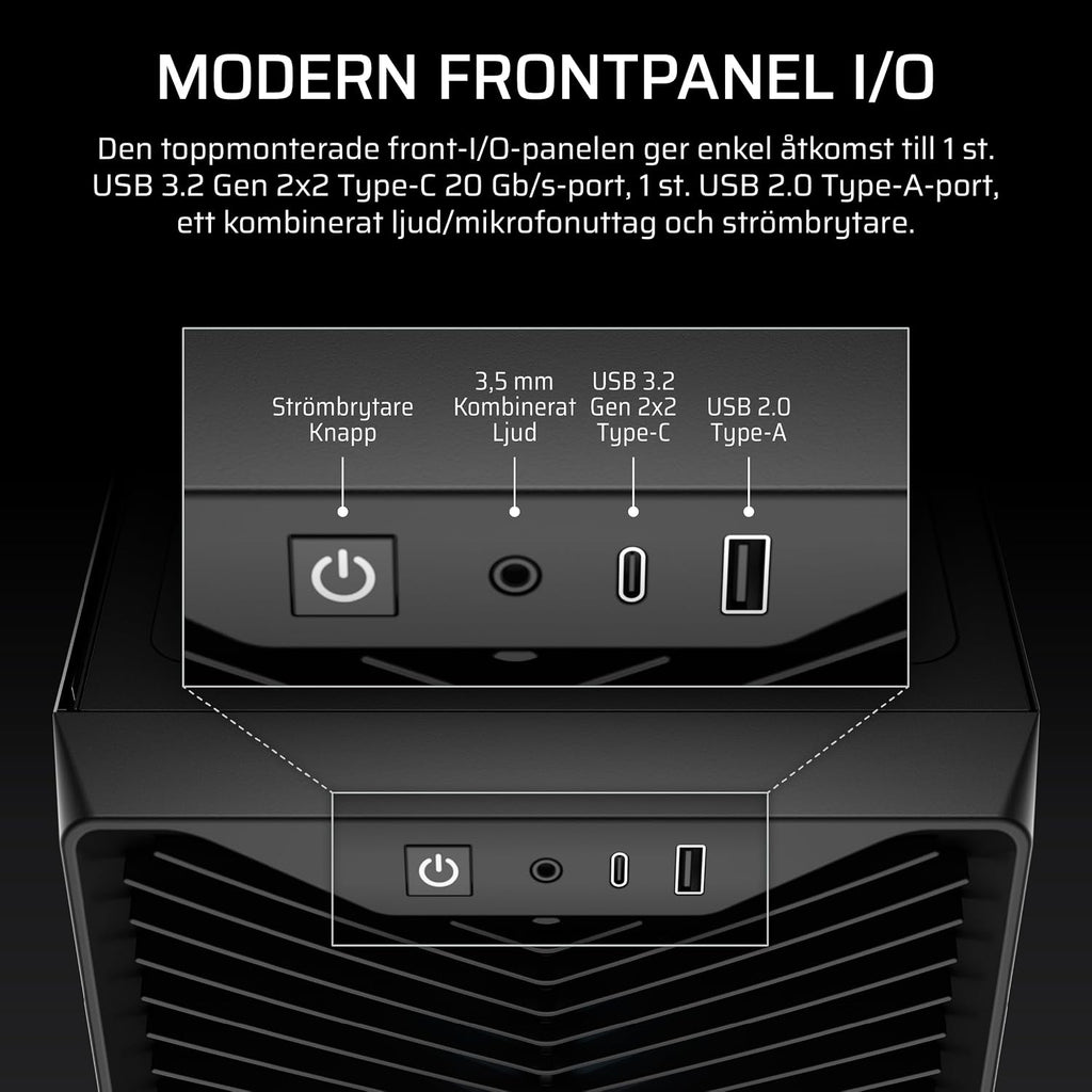 CORSAIR 3200D RS ARGB Mid Tower PC-Chassi, 3x Fläktar Ingår – Svart