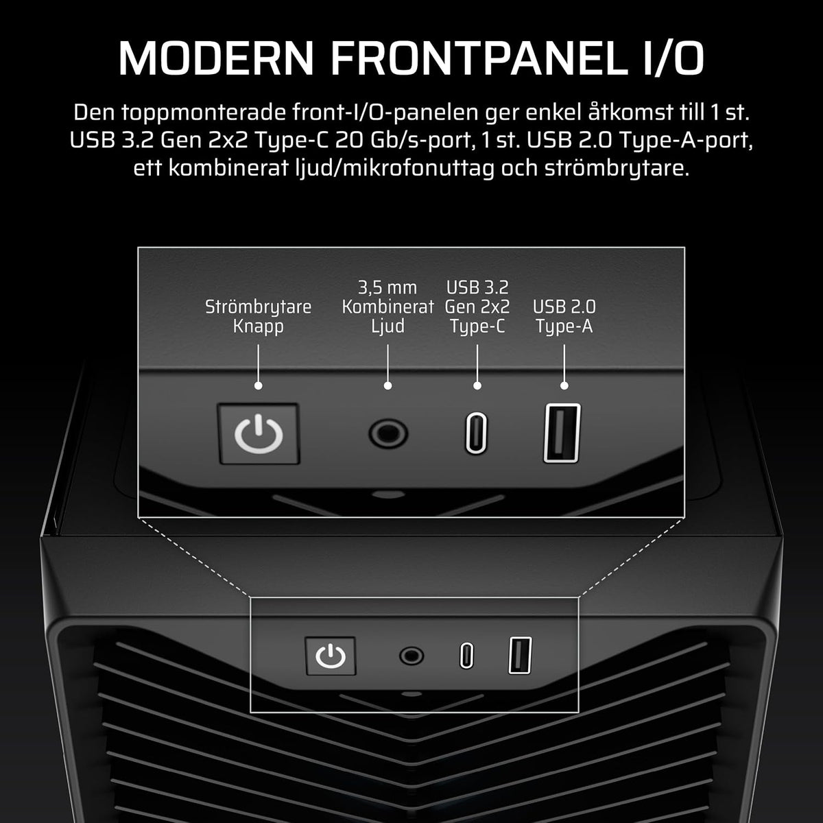 CORSAIR 3200D RS ARGB Mid Tower PC-Chassi, 3x Fläktar Ingår – Svart