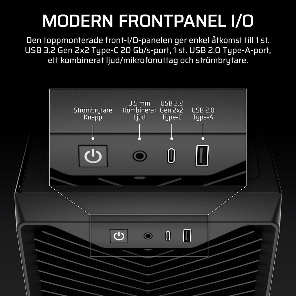 CORSAIR 3200D RS Mid Tower PC-Chassi – 3x RS120 PWM Fläktar Ingår – Svart