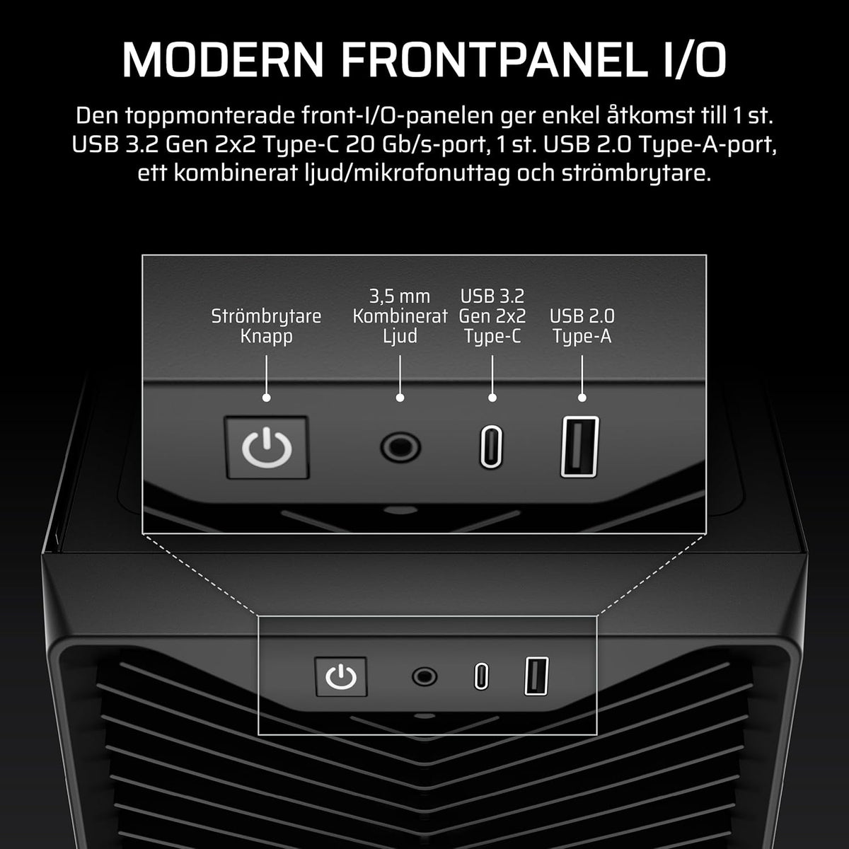 CORSAIR 3200D RS Mid Tower PC-Chassi – 3x RS120 PWM Fläktar Ingår – Svart
