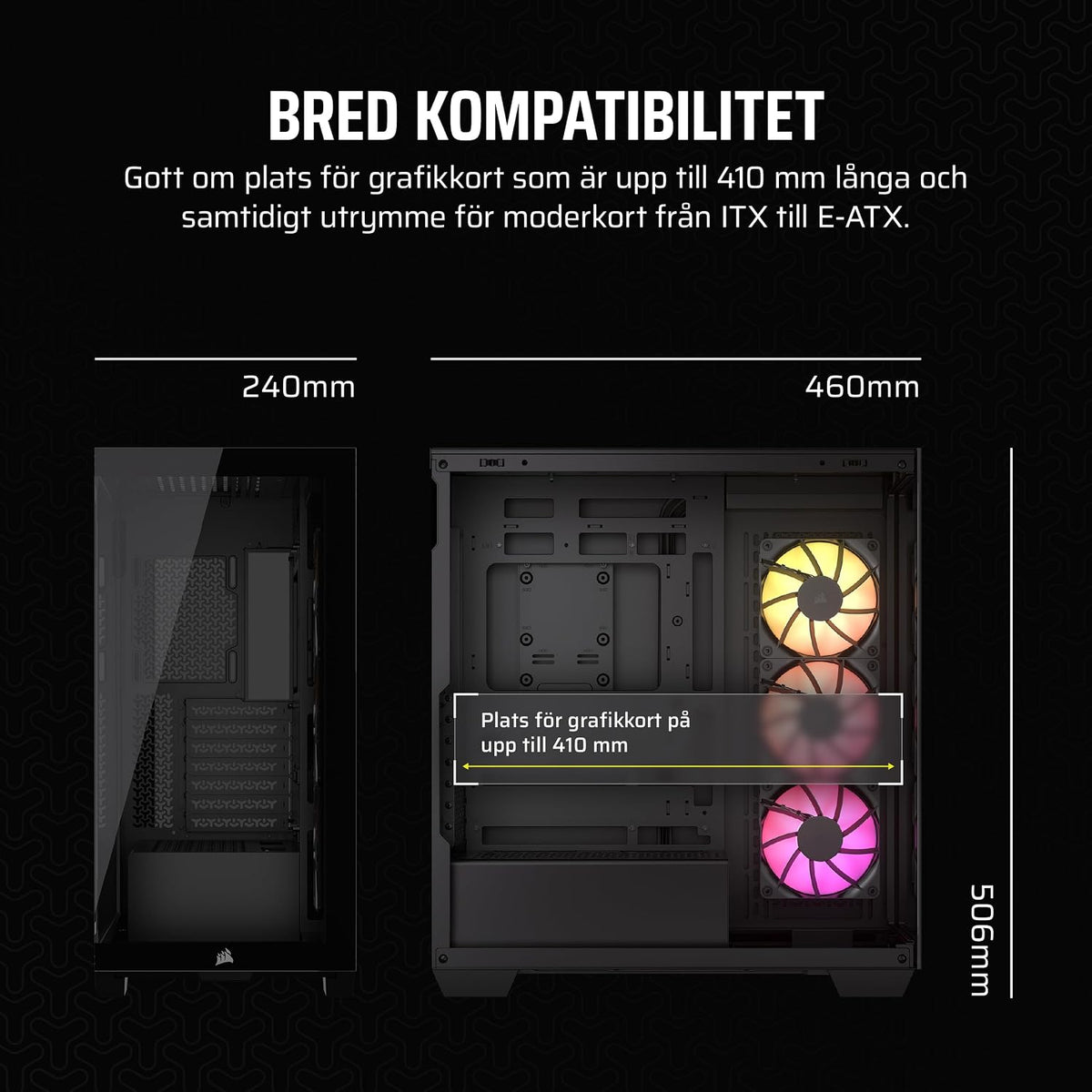 CORSAIR 3500X Mid-Tower ATX PC-Chassi Med Dubbla Kammare – Panoramabild i Härdat Glas - Kompatibel Med Moderkort Med Omvänd Anslutning – Inga Fläktar Inkluderade – Vit