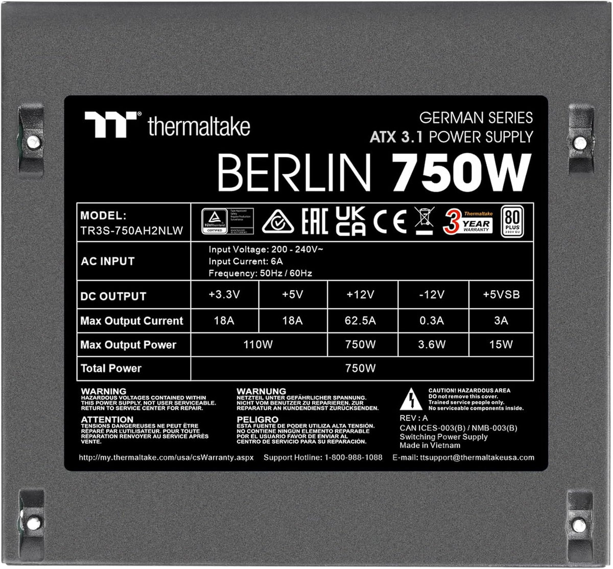 Thermaltake GERMAN SERIES BERLIN PC nätaggregat 750 W ATX