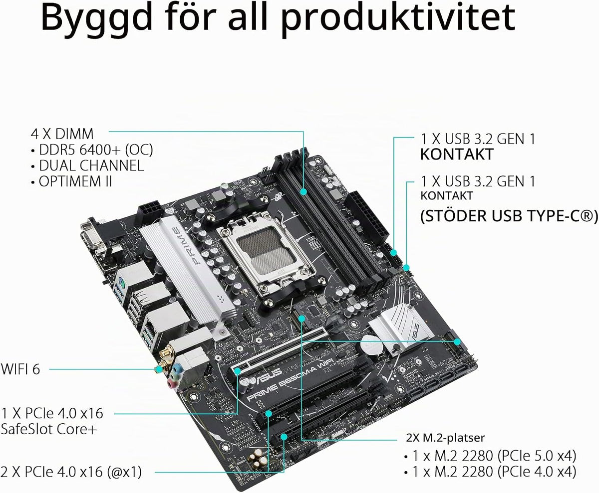Asus TUF Gaming B450-Plus II moderkortsbas AM4 (ATX, AMD Ryzen, DDR4-minne, M.2, USB 3.1 Gen1+ Gen2, Aura Sync, Ai brusreducerande mikrofon)