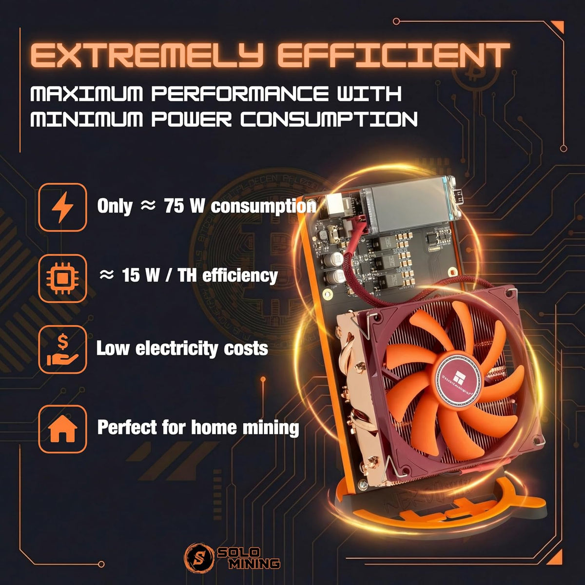 NerdQaxe++ | Tillverkad i Tyskland | 5 TH/s | Bitcoin Miner – Premium Plug and Play Home Miner | inkl. strömförsörjning och hållare