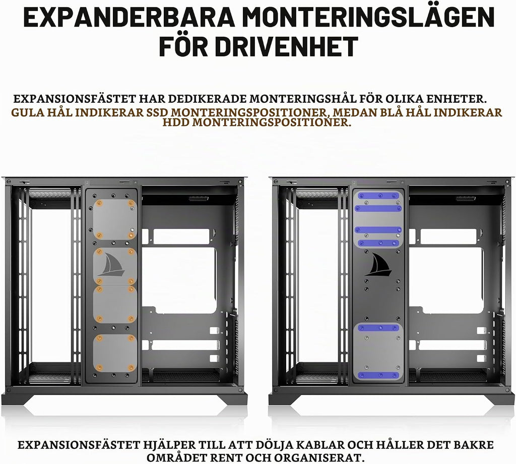 KEDIERS PC-hölje – förinstallerade 5-fläktar, ATX Mid Tower spelhölje, datorväska med öppnande sidopanel av härdat glas, svart G500