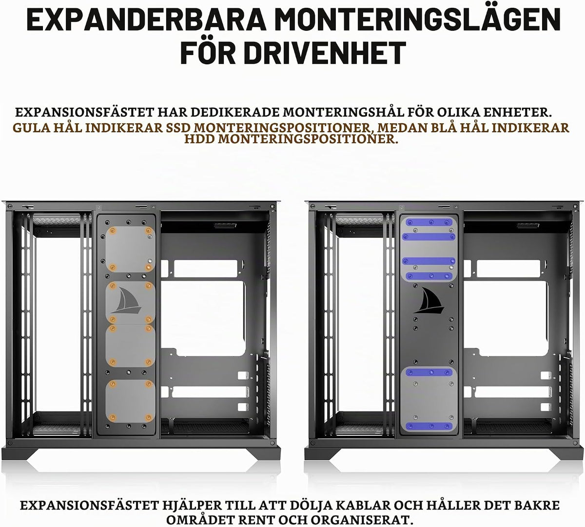 KEDIERS PC-hölje – förinstallerade 5-fläktar, ATX Mid Tower spelhölje, datorväska med öppnande sidopanel av härdat glas, svart G500