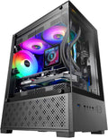Mars Gaming MC-SE2, MicroATX Gaming Chassi, Härdat Glas Fram och Sida Utan Ram, 120mm FRGB Fläkt, Dubbelkammarsstruktur, Kompakt PC-Minitorn med Stor Intern Kapacitet, Svart