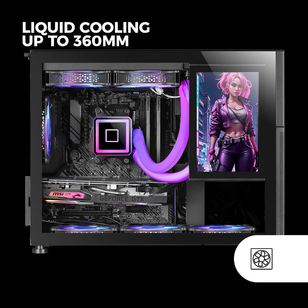 Mars Gaming MC-S1, ultrakompakt Micro-ATX PC-fodral, ARGB frontbelysning 12 lägen, FRGB-fläkt, spelfodral för helsidofönster, stöder vätskekylare upp till 120 mm, rosa