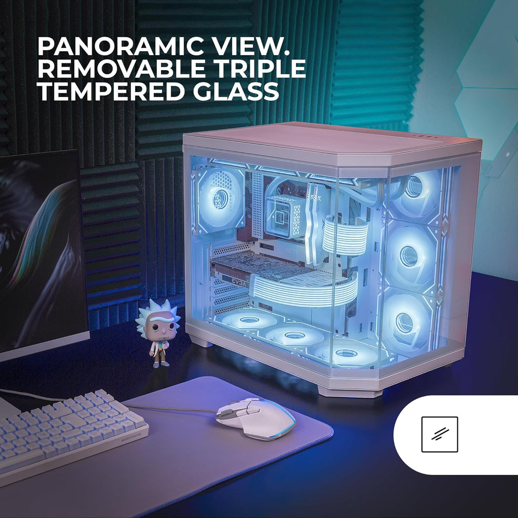 Mars Gaming MC-S1, ultrakompakt Micro-ATX PC-fodral, ARGB frontbelysning 12 lägen, FRGB-fläkt, spelfodral för helsidofönster, stöder vätskekylare upp till 120 mm, rosa
