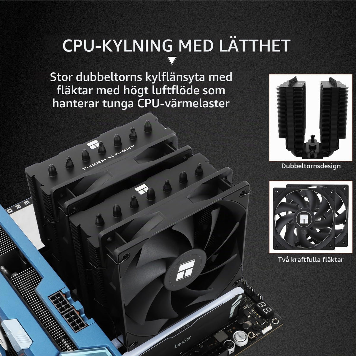 Thermalright Phantom SPIRIT120SE ARGB CPU-luftkylare, kylare med 7 värmerör, dubbla 120 mm TL-C12B-S V2 PWM-fläktar, AGHP 4.0 Tech., S-FDB-lager, för AMD AM4 AM5/Intel 1700/1150/1151/1200, stationär
