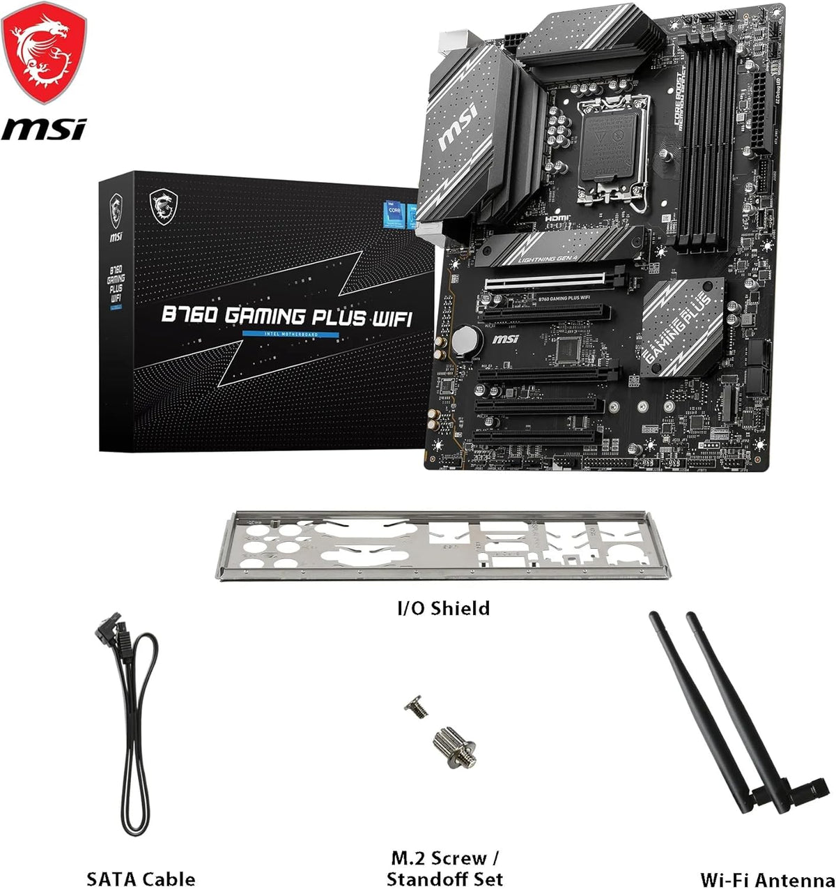 MSI PRO B760M-P DDR4 moderkort, Micro-ATX - Stöder Intel 12:e och 13:e generationens kärnprocessorer, LGA 1700 - DDR4 Memory Boost 4800+MHz/OC, PCIe 4.0 x16-kortplats, M.2 Gen4-kortplatser, olika