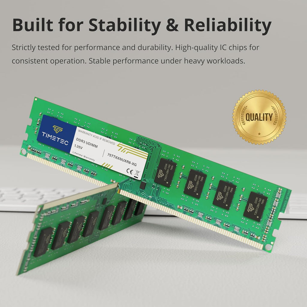 Timetec 32 GB kit (4 x 8 GB) DDR3 1 333 MHz PC3-10600 icke-ECC obuffrad 1,5 V CL9 2Rx8 Dual Rank 240 Pin UDIMM PC-stationär datorminne RAM-modul-uppgradering