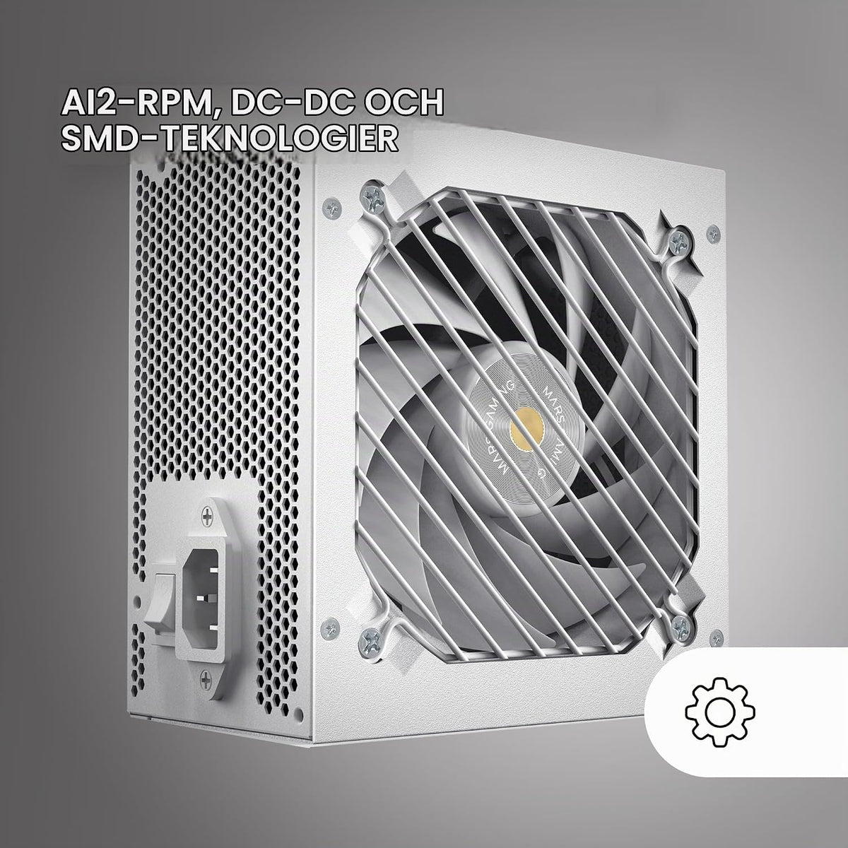 Mars Gaming MPB750SI, ATX Nätaggregat för PC 750W, 7 Års Garanti, 80Plus Bronze 230V, 90% Effektivitet, SI Extreme Silence-fläkt med Kopparkärna, AI2-RPM, DC-DC och SMD-teknologier, Vit