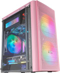 Mars Gaming MC300P rosa, Micro-ATX PC-hölje, härdat glas, meshfront, 3 x FRGB fläkt