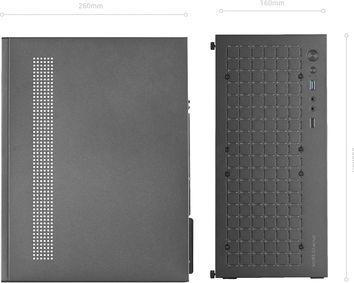 Mars Gaming MC-S1, ultrakompakt Micro-ATX PC-fodral, ARGB frontbelysning 12 lägen, FRGB-fläkt, spelfodral för helsidofönster, stöder vätskekylare upp till 120 mm, rosa