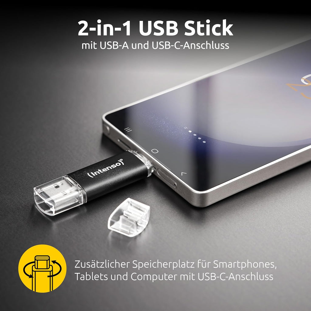 Intenso Twist Line Dual USB-minne 5 x 32 GB – Super Speed USB 3.2 Gen 1 x 1 med upp till 70 MB/s, USB-C och USB-A, antracit