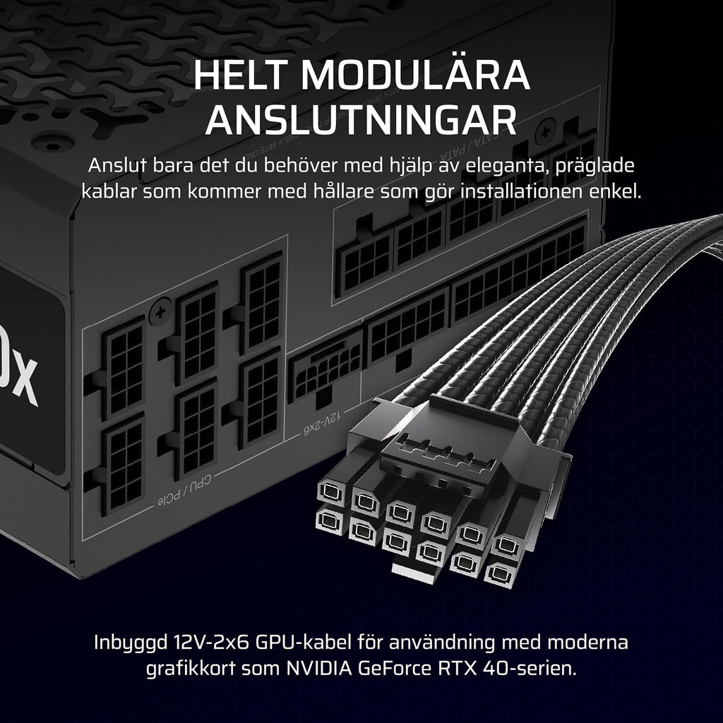 CORSAIR RM850x Helt Modulärt ATX-Strömaggregat Med Låg Ljudnivå – Svart
