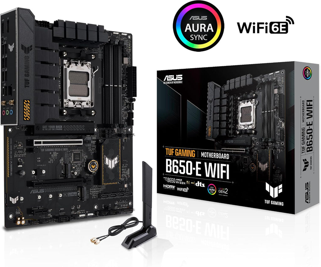 Asus TUF GAMING B650-E WIFI, AMD B650, AM5, ATX, 4 DDR5, HDMI, DP, Wi-Fi 6E, 2.5G LAN, PCIe4, 3x M.2