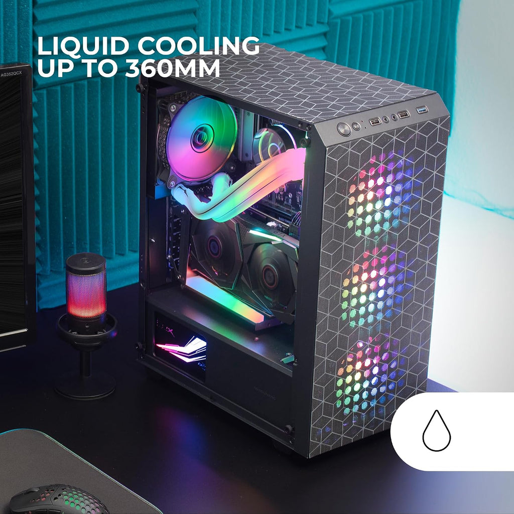 Mars Gaming MC-S1, ultrakompakt Micro-ATX PC-fodral, ARGB frontbelysning 12 lägen, FRGB-fläkt, spelfodral för helsidofönster, stöder vätskekylare upp till 120 mm, rosa