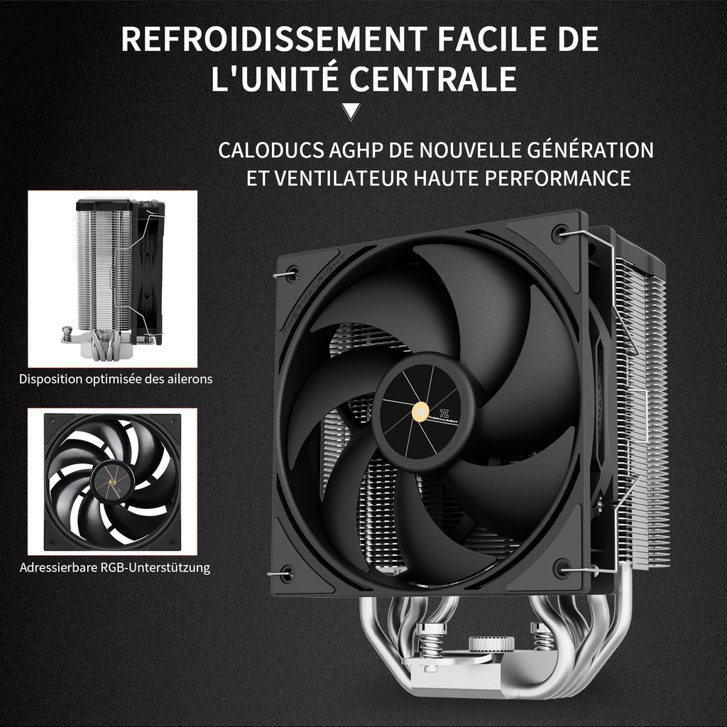 TR Assassin X 120R Digital ARGB vit hastighetsluftkylare, 4 värmerör luftkylare, toppskydd, 12 cm tyst PWM-fläkt, för AM4/AM5, Intel LGA170/1851/115X/1200