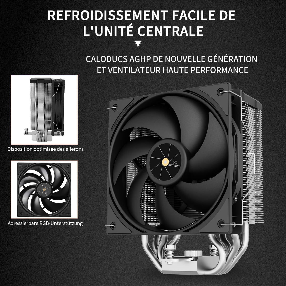 TR Assassin X 120R Digital ARGB vit hastighetsluftkylare, 4 värmerör luftkylare, toppskydd, 12 cm tyst PWM-fläkt, för AM4/AM5, Intel LGA170/1851/115X/1200