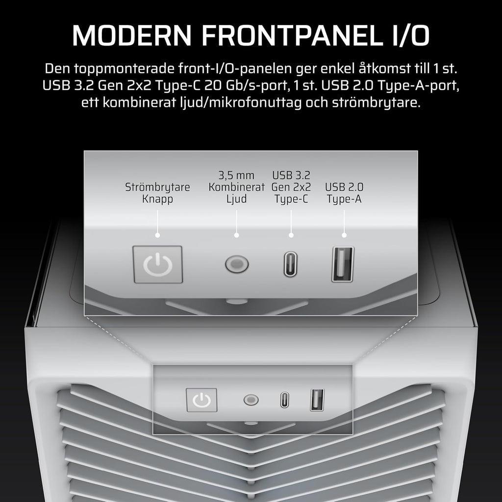 CORSAIR 3200D RS ARGB Mid Tower PC-Chassi, 3x Fläktar Ingår – Svart