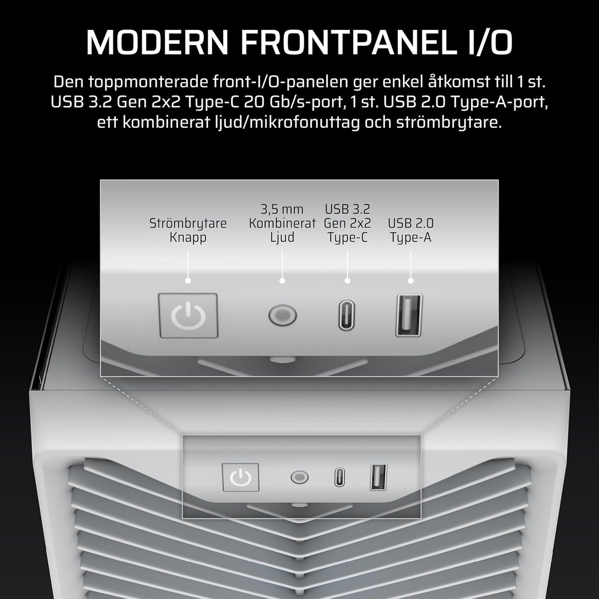CORSAIR 3200D RS ARGB Mid Tower PC-Chassi, 3x Fläktar Ingår – Svart