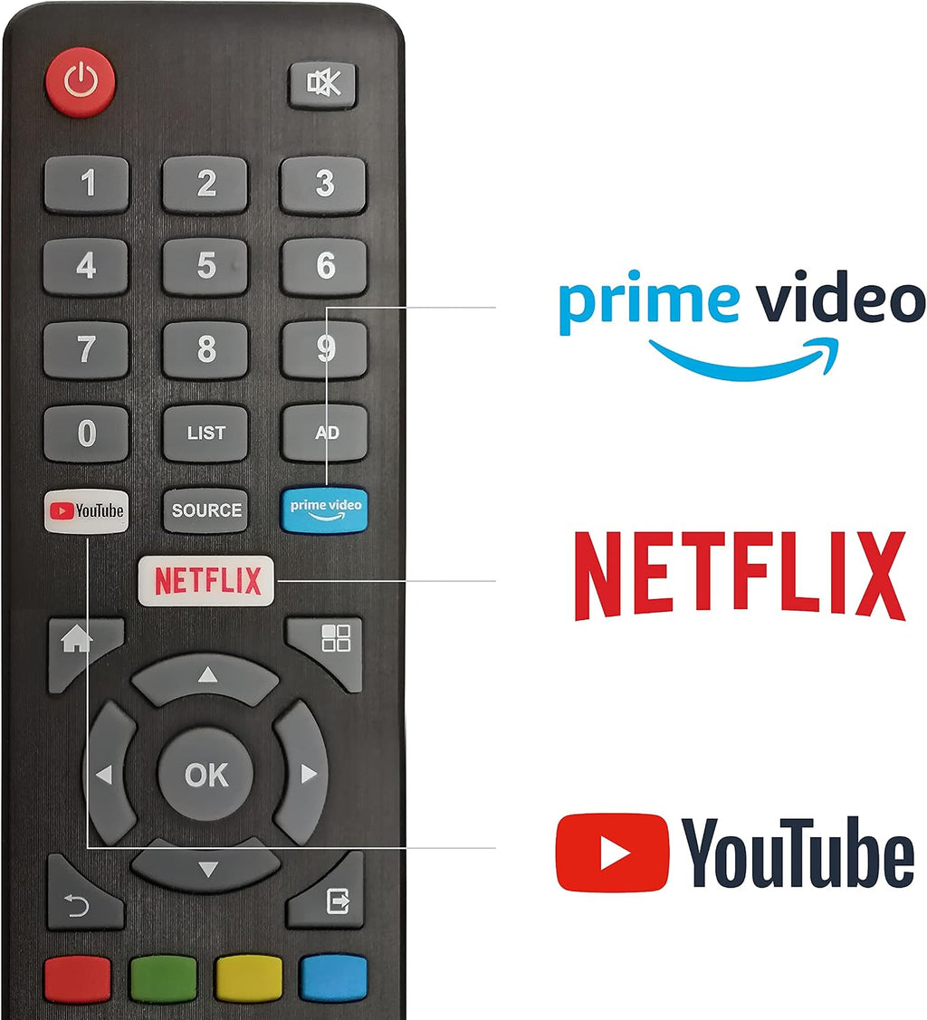 DYON Smart 40 VX-2 Full HD-TV, trippel HD-mottagare (DVB-C/-S2/-T2), App Store, Prime Video, Netflix, YouTube, DAZN, Disney+, svart