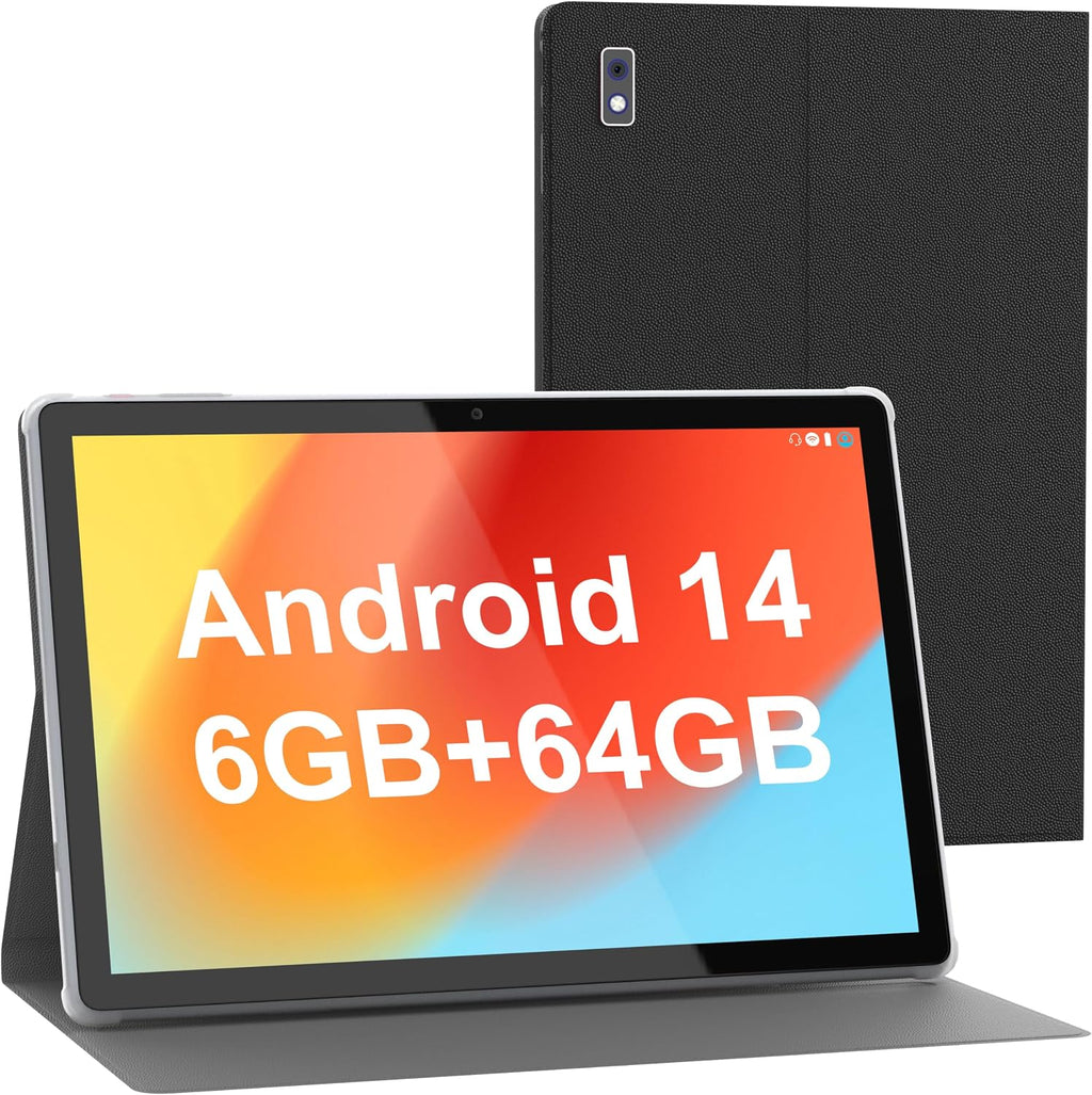 Smartpad A10, surfplatta, 10,1 tum, Android 13, surfplatta med fodral, 4 + 64 GB ROM, fyrkärnig processor, 5 000 mAh batteri, 1 280 x 800 IPS HD-pekskärm, 5 MP+8 MP kamera, Bluetooth, WiFi,
