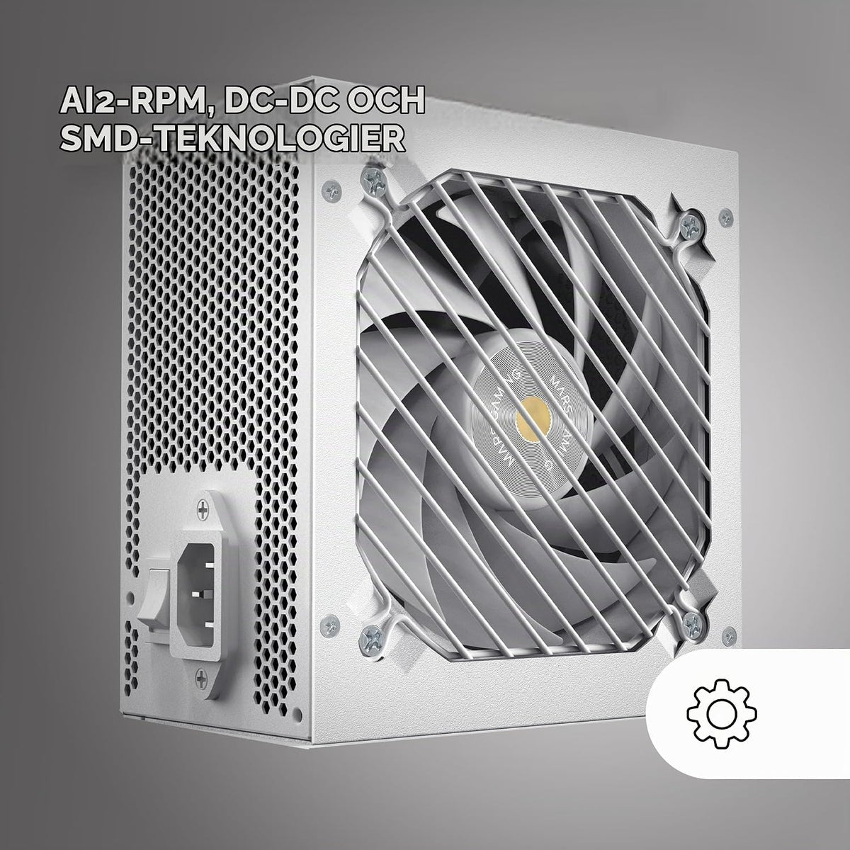 Mars Gaming MPB650SI, ATX Nätaggregat för PC 650W, 7 Års Garanti, 80Plus Bronze 230V, 90% Effektivitet, SI Extreme Silence-fläkt med Kopparkärna, AI2-RPM, DC-DC och SMD-teknologier, Vit