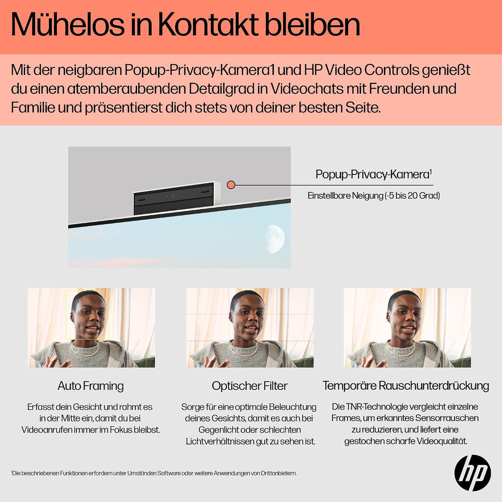 HP Allt-i-ett-stationär dator, 23,8 tums FHD-skärm, AMD Ryzen 5 7520U, 8 GB DDR5 RAM, 512 GB SSD, AMD Radeon-grafikenhet, Windows 11 Home, QWERTZ vit, exklusivt från Amazon