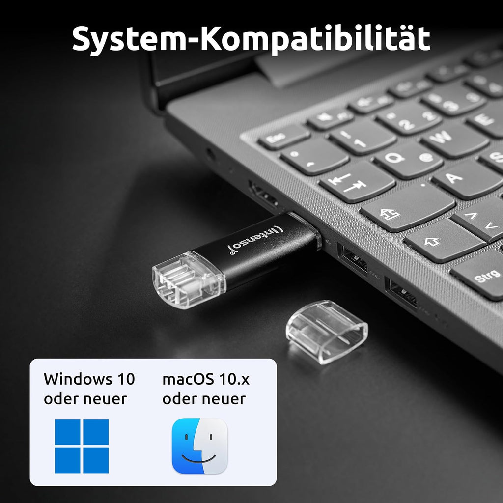Intenso Twist Line Dual USB-minne 5 x 32 GB – Super Speed USB 3.2 Gen 1 x 1 med upp till 70 MB/s, USB-C och USB-A, antracit