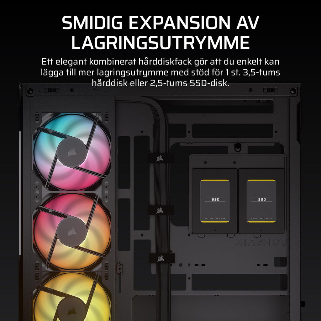 CORSAIR 2800X RS-R Fläktar med Omvänd ARGB PC-chassi Micro-ATX – Svart