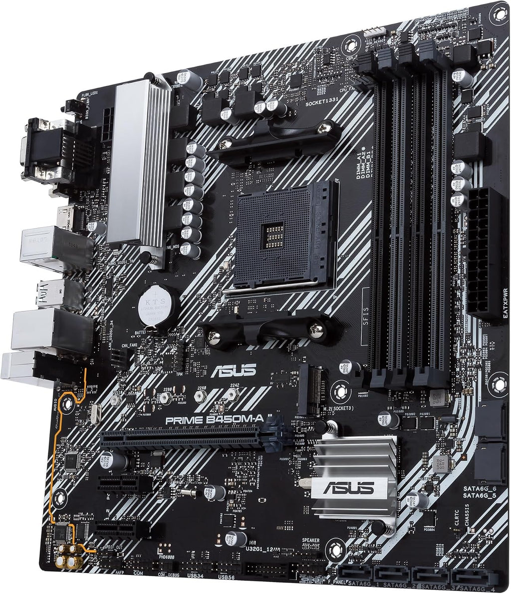 Asus TUF Gaming B450-Plus II moderkortsbas AM4 (ATX, AMD Ryzen, DDR4-minne, M.2, USB 3.1 Gen1+ Gen2, Aura Sync, Ai brusreducerande mikrofon)