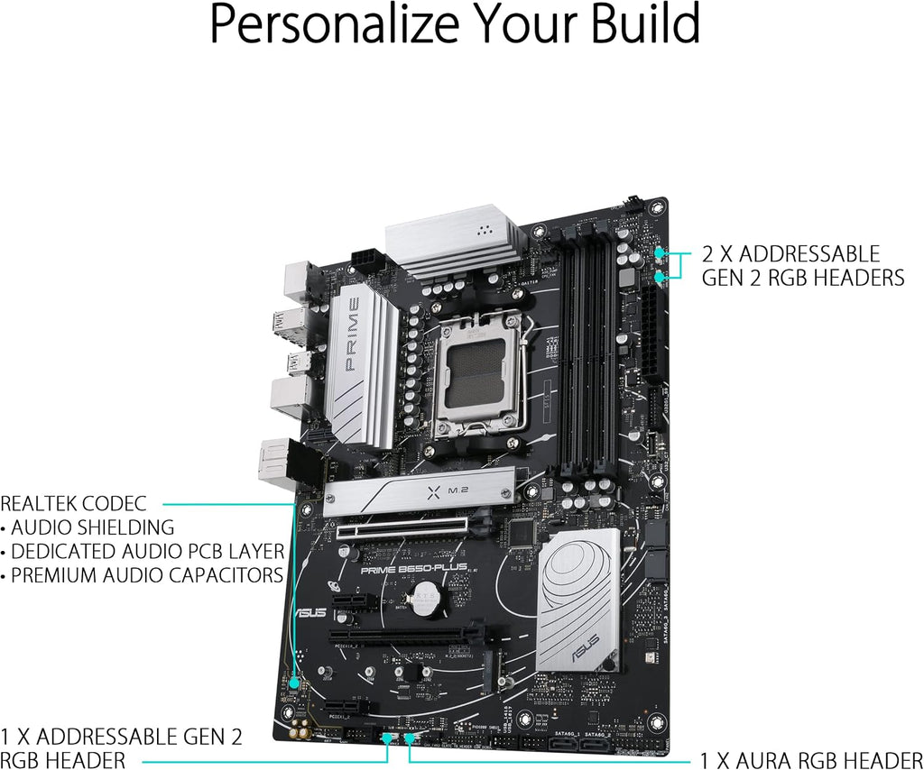 Asus TUF Gaming B450-Plus II moderkortsbas AM4 (ATX, AMD Ryzen, DDR4-minne, M.2, USB 3.1 Gen1+ Gen2, Aura Sync, Ai brusreducerande mikrofon)