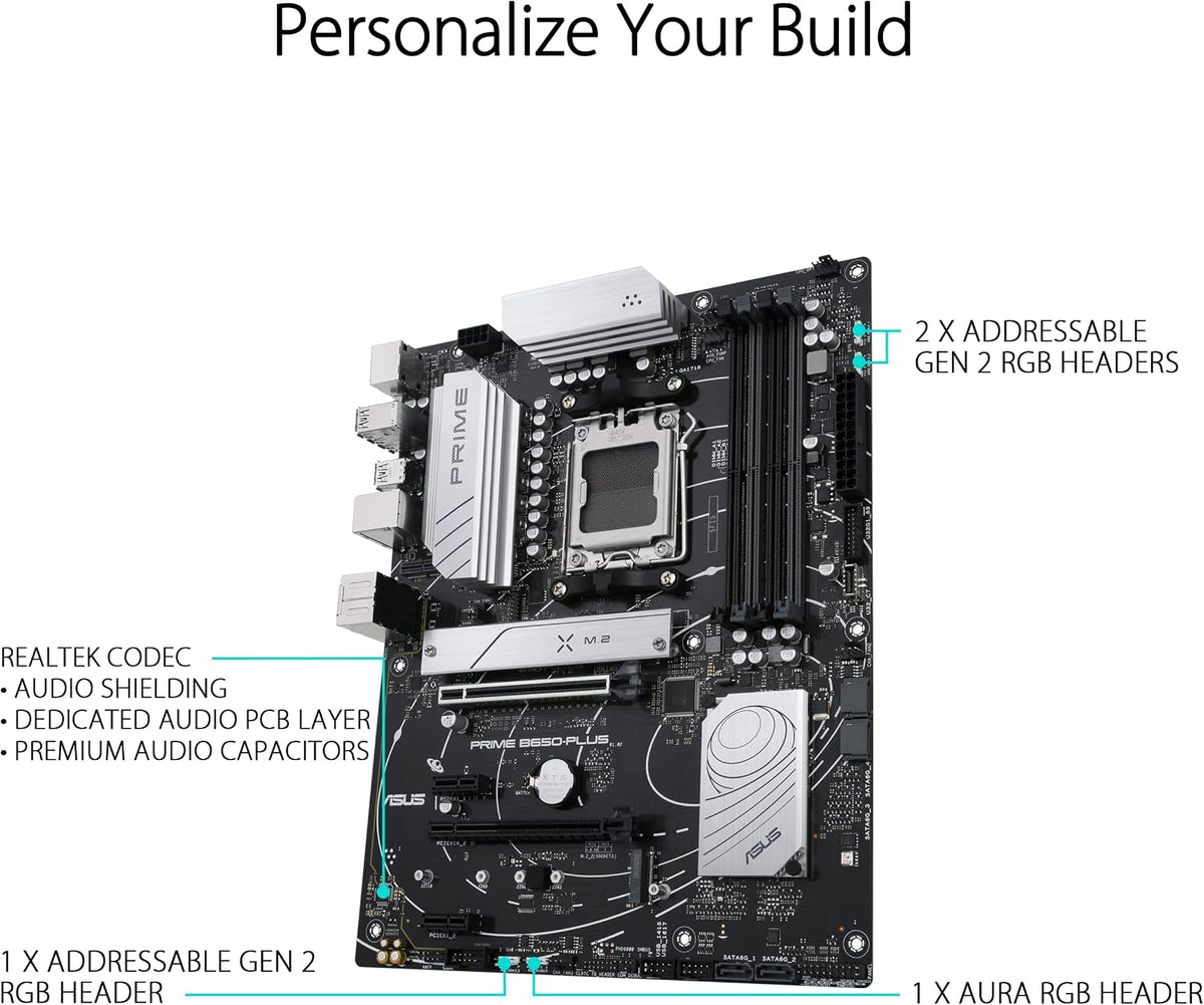 Asus TUF Gaming B450-Plus II moderkortsbas AM4 (ATX, AMD Ryzen, DDR4-minne, M.2, USB 3.1 Gen1+ Gen2, Aura Sync, Ai brusreducerande mikrofon)