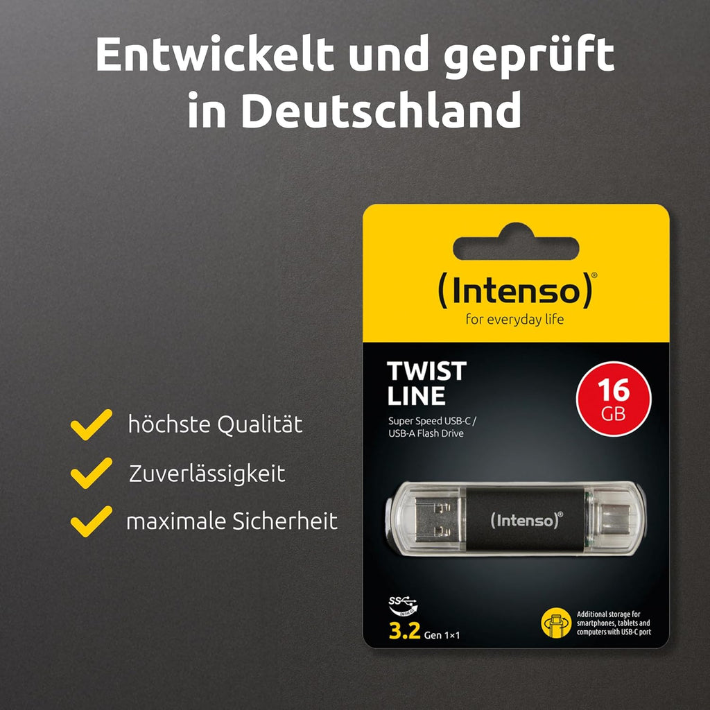 Intenso Twist Line Dual USB-minne 5 x 32 GB – Super Speed USB 3.2 Gen 1 x 1 med upp till 70 MB/s, USB-C och USB-A, antracit