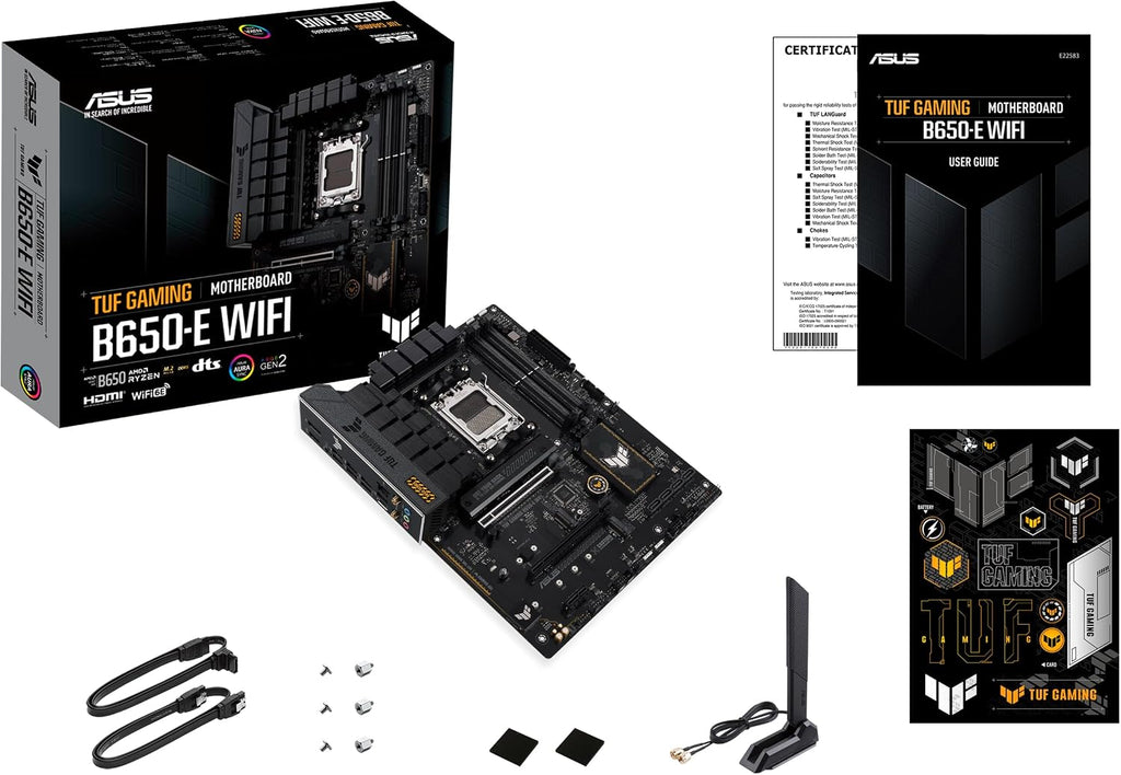 Asus TUF GAMING B650-E WIFI, AMD B650, AM5, ATX, 4 DDR5, HDMI, DP, Wi-Fi 6E, 2.5G LAN, PCIe4, 3x M.2