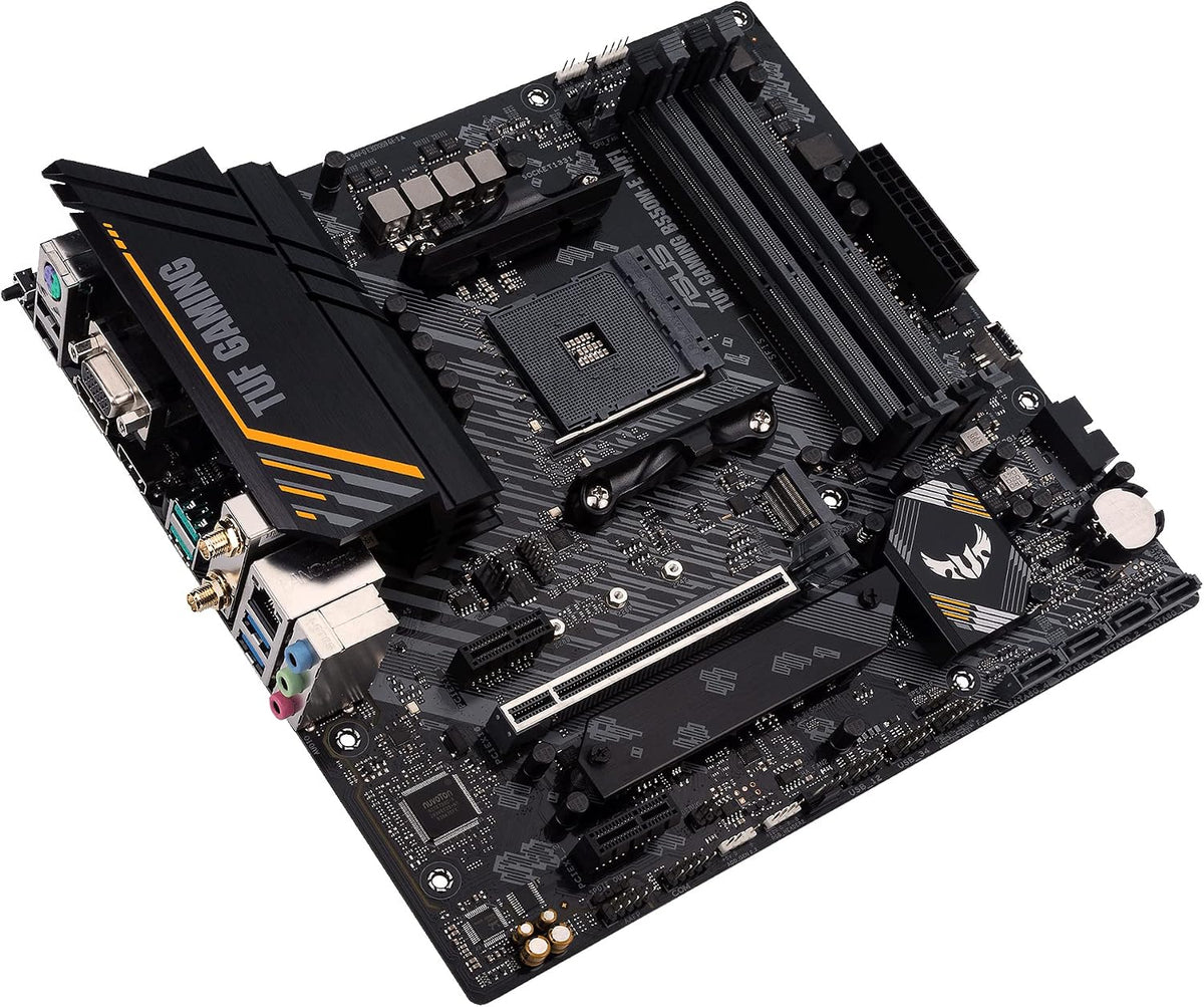 Asus TUF Gaming B450-Plus II moderkortsbas AM4 (ATX, AMD Ryzen, DDR4-minne, M.2, USB 3.1 Gen1+ Gen2, Aura Sync, Ai brusreducerande mikrofon)