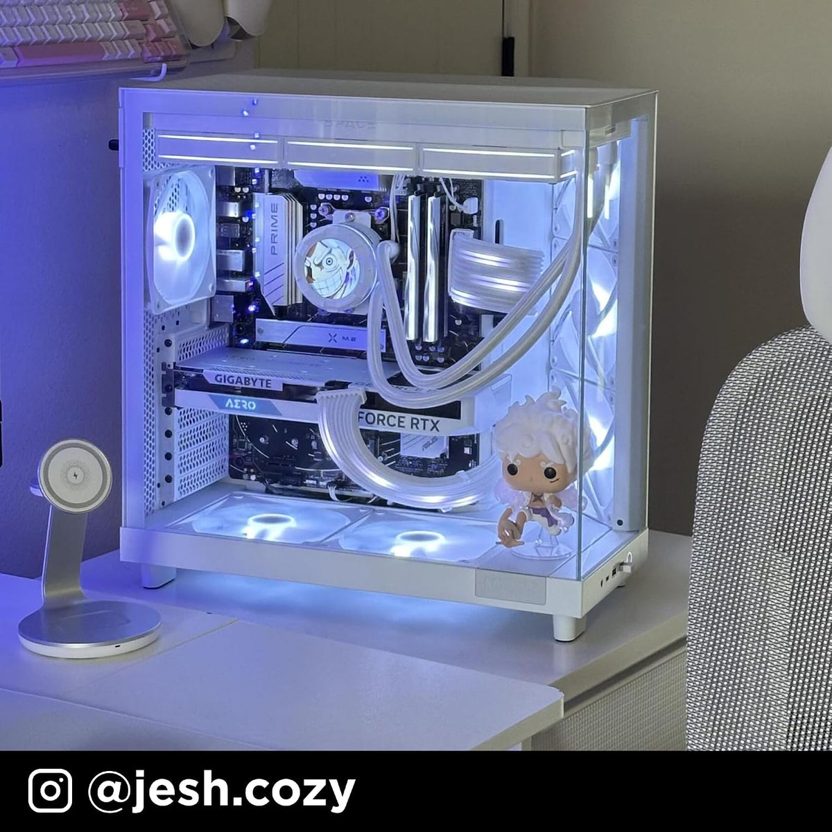 NZXT H6 RGB+ - Kompakt Dubbelkammare ATX PC-chassi - Vit