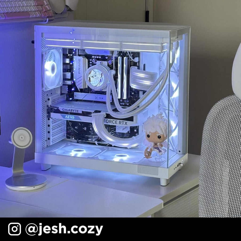 NZXT H6 RGB+ - Kompakt Dubbelkammare ATX PC-chassi - Vit