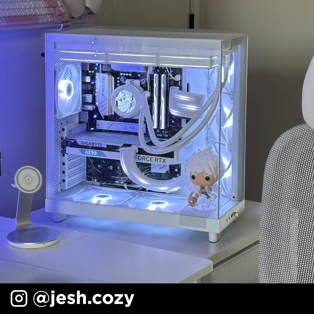 NZXT H6 RGB+ - Kompakt Dubbelkammare ATX PC-chassi - Vit