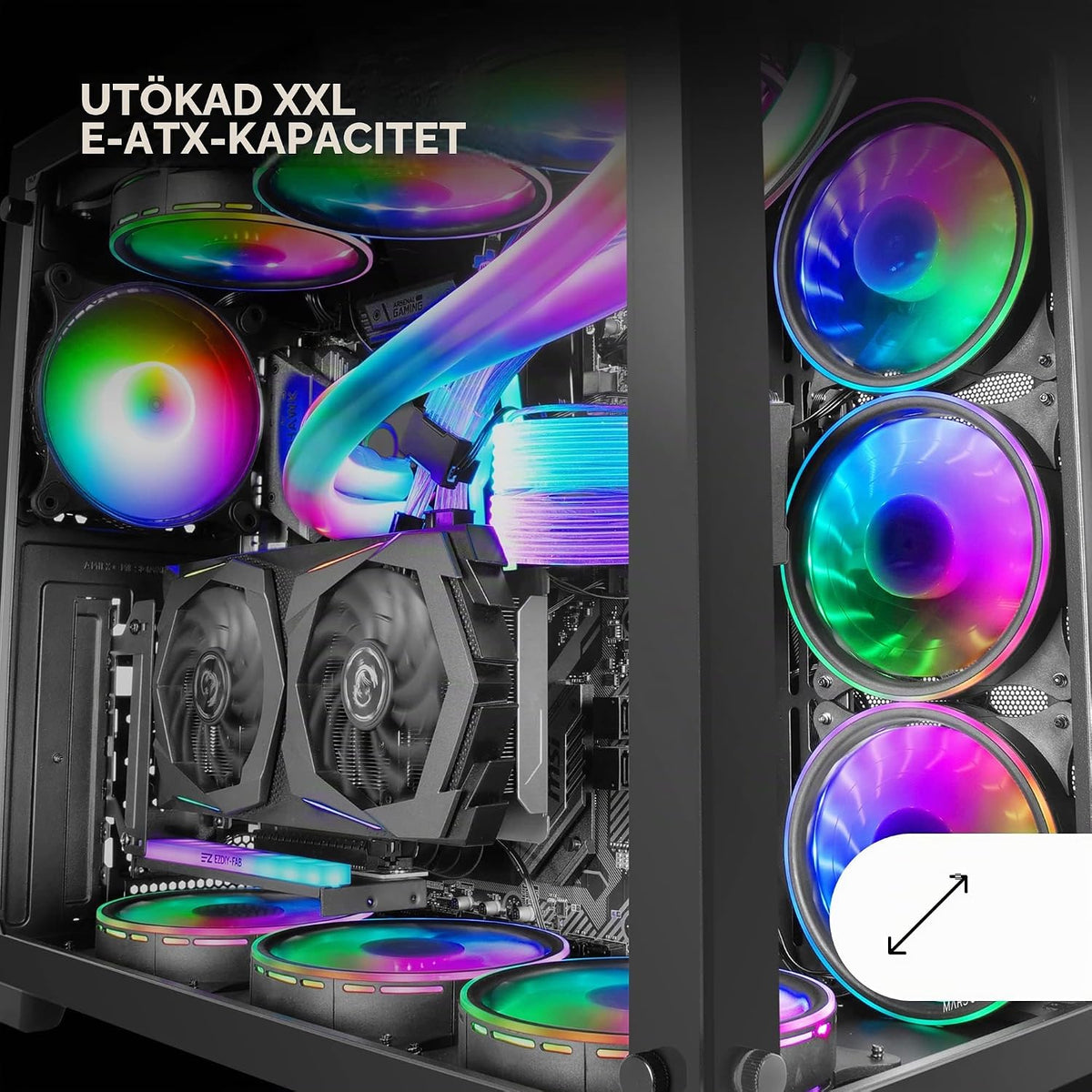 Mars Gaming MC-S1 svart, kompakt Micro-ATX Gaming PC-hölje, ARGB belysning 12 lägen, FRGB-fläkt, Full Side Window, MCS1