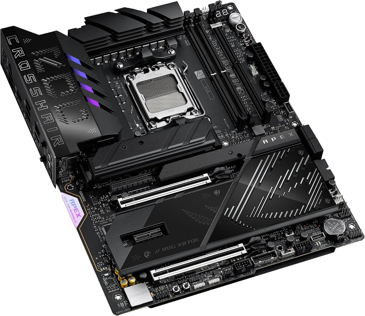 ASUS ROG Strix X870-A Gaming WiFi AMD-moderkort, 16+2 strömförsörjningssteg, DDR5-plats, fyra M.2-platser, PCIe 5.0, nästa generations GPU, WiFi 7, USB 20 Gbps med PD 3.0 upp till 30 W, Aura Sync