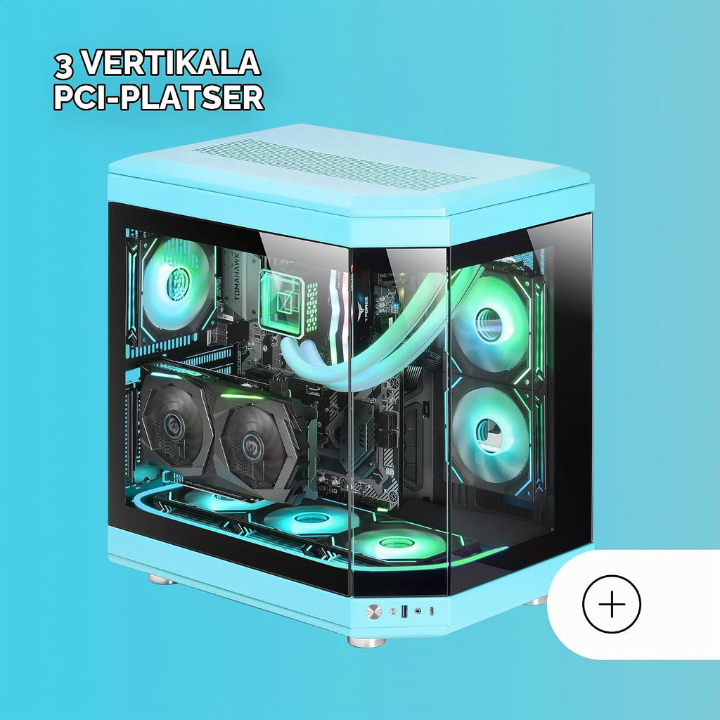Mars Gaming MC-S1, ultrakompakt Micro-ATX PC-fodral, ARGB frontbelysning 12 lägen, FRGB-fläkt, spelfodral för helsidofönster, stöder vätskekylare upp till 120 mm, rosa